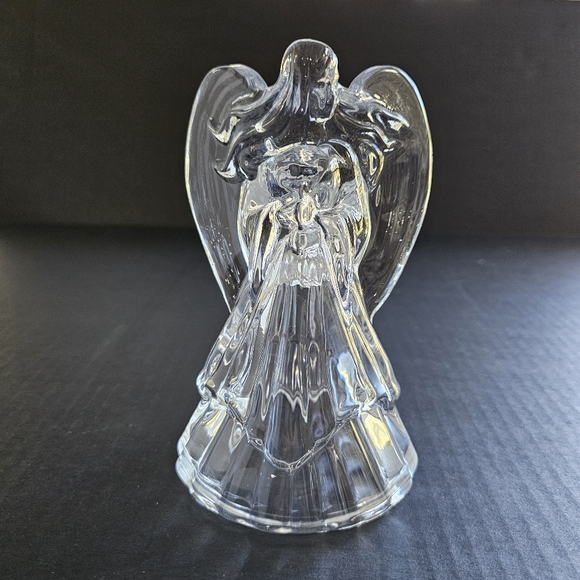 Vintage Angel candle holder pair clear glass taper heavy holiday Decor - Picture 8 of 11